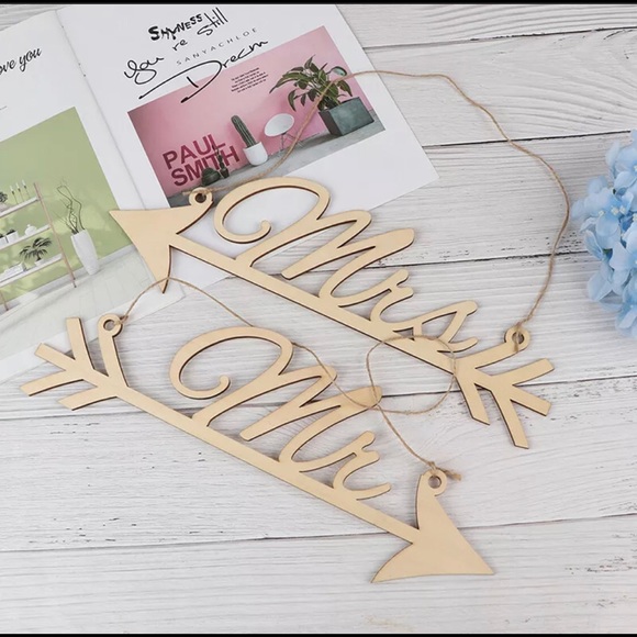 Pink Magnolia Accessories - New Wooden Mr. &  Mrs Wedding Day Signs